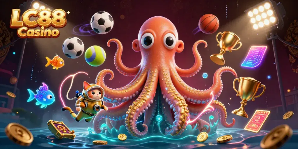 Experience the thrill of LC88 Casino with vibrant characters and immersive gaming elements.