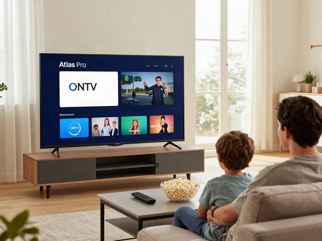 Profitez d'Atlas Pro ONTV dans votre salon avec des chaînes en direct et des séries.