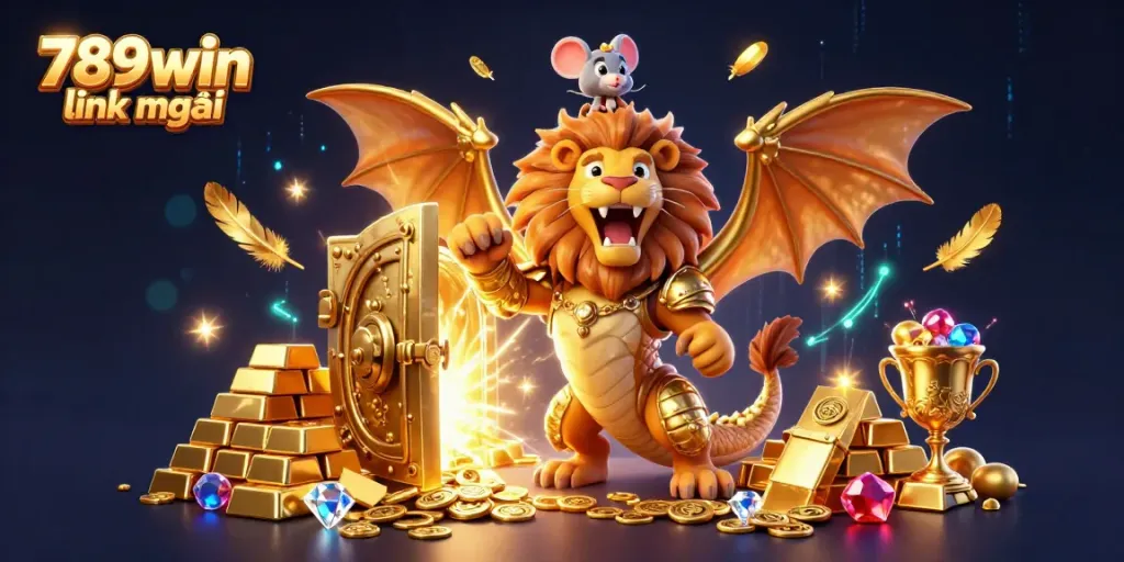 Experience thrilling wins with 789win link mới featuring a chimera and glowing treasures in action.